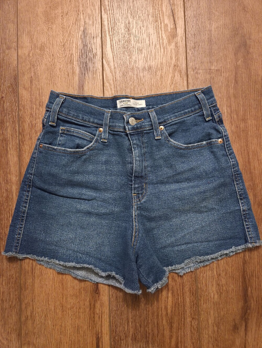 Signature by Levi Strauss Dark Blue High-Rise Denim Shorts